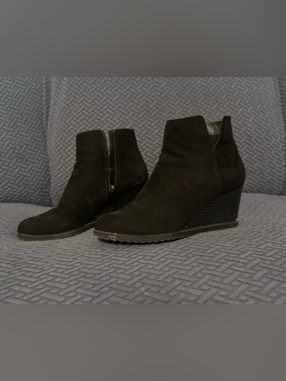 Style & Co. Black Suede Wedge Ankle Booties